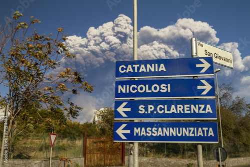Volcano Etna erupting