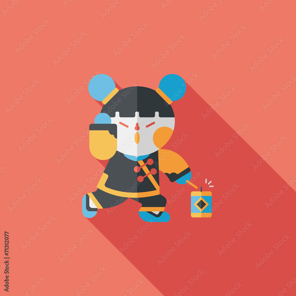 Chinese New Year girl flat icon with long shadow,eps10 Chinese New Year girl flat icon with long shadow,eps10