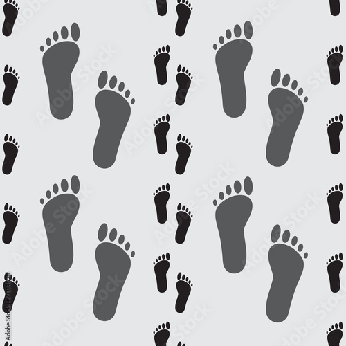 human footprints gray seamless pattern eps10