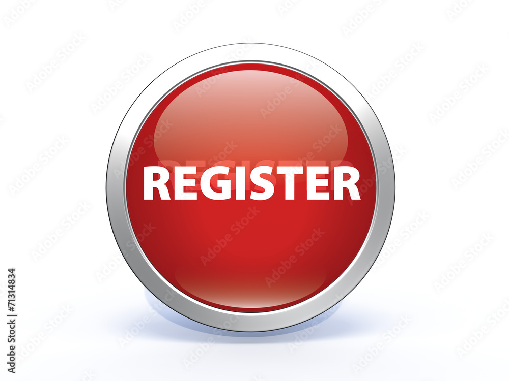 register circular button on white background register circular button on white background