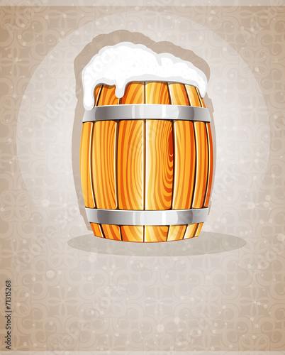 Beer barrel with foam