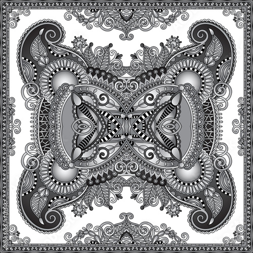grey ornamental floral paisley bandanna