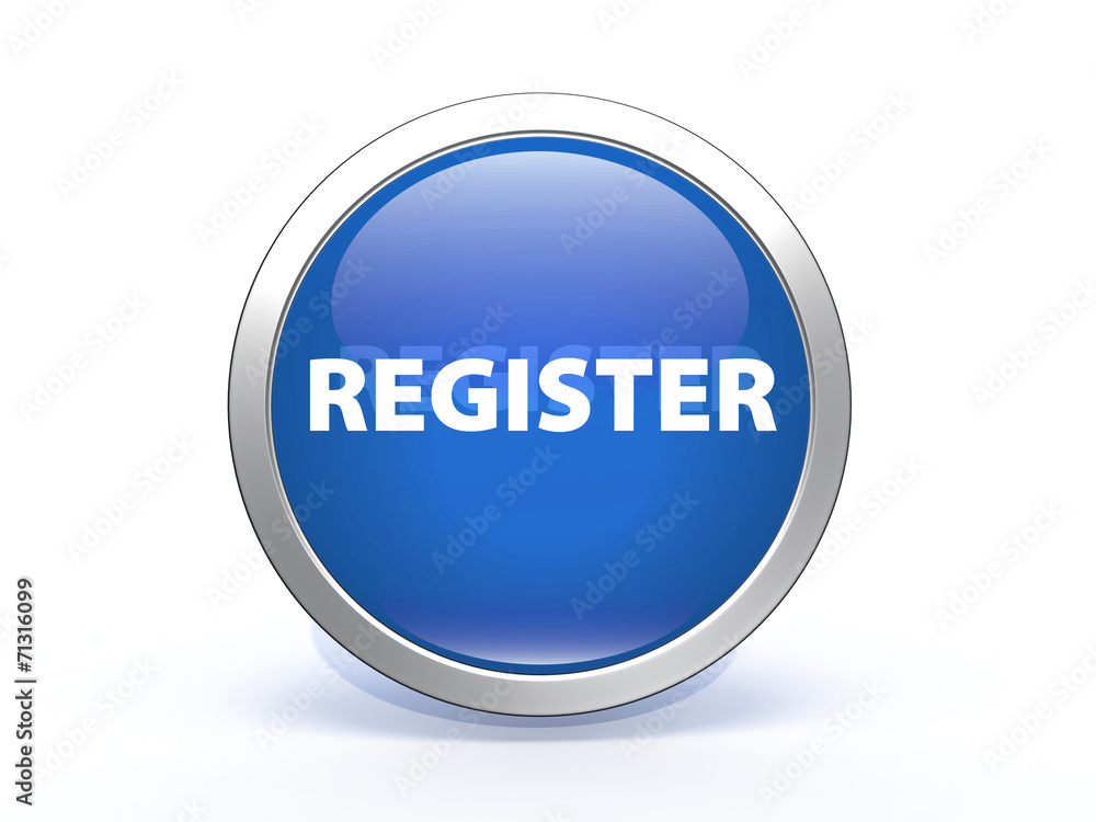 register circular button on white background