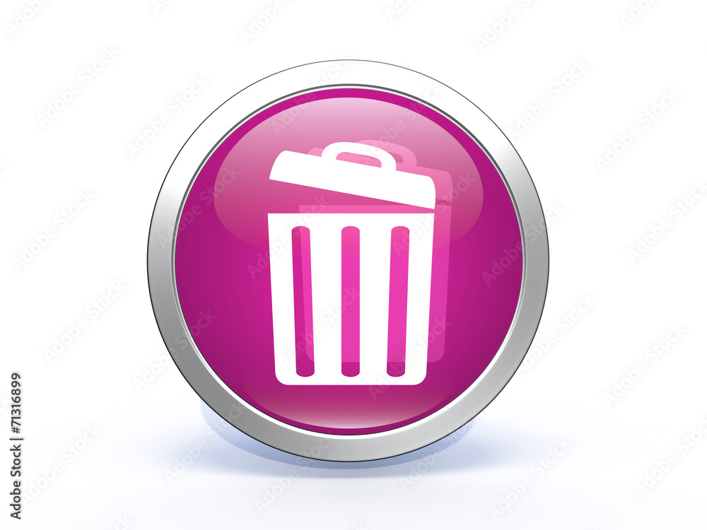 trash can circular icon on white background