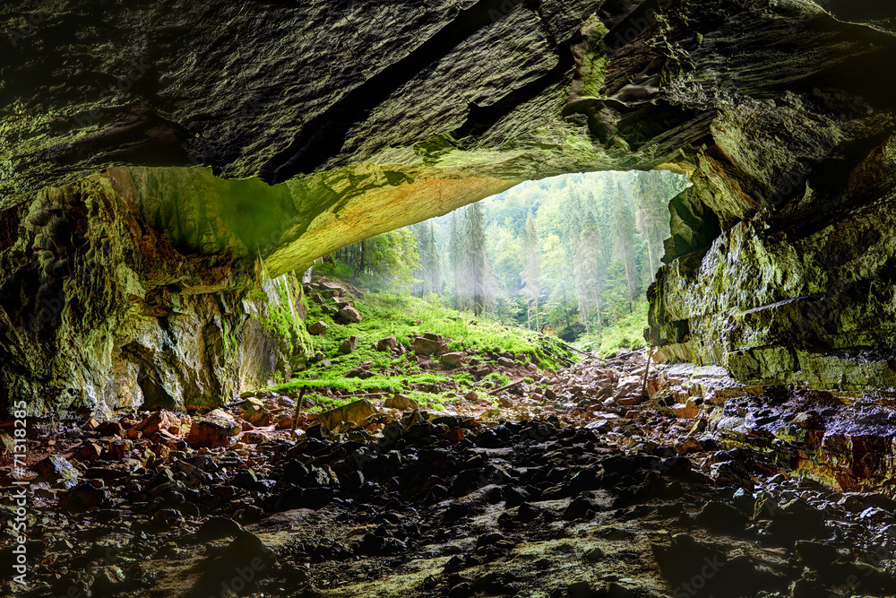 Fototapeta premium Coiba Mare cave in Romania, entrance
