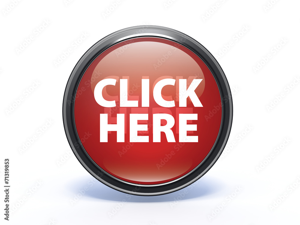 Click here circular icon on white background Click here circular icon on white background