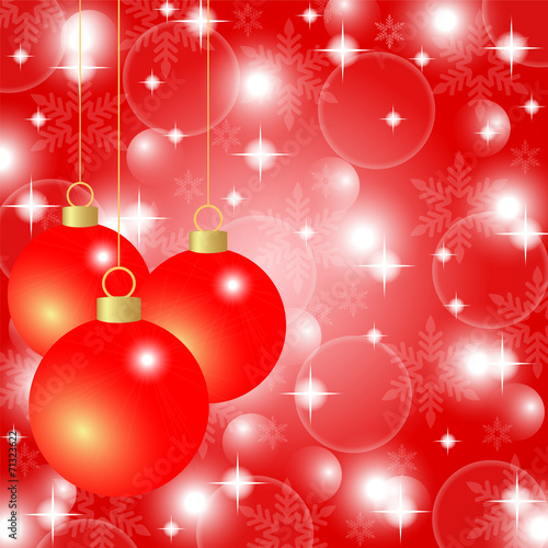 red abstract Christmas background with Christmas balls