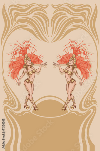 vintage affiche with attractive samba queen