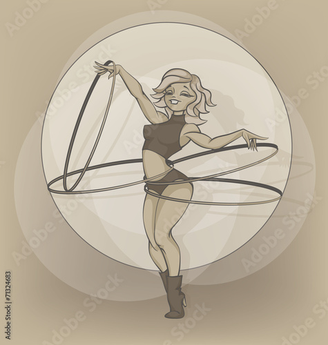 Pinup circus artist. silhouette, inkpen. hooper