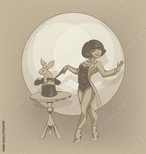 Pinup circus artist  illusionist
