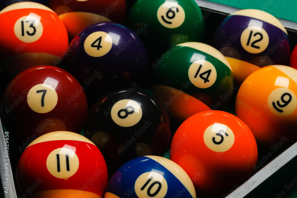Billiard balls in a pool table. Billiard balls in a pool table.
