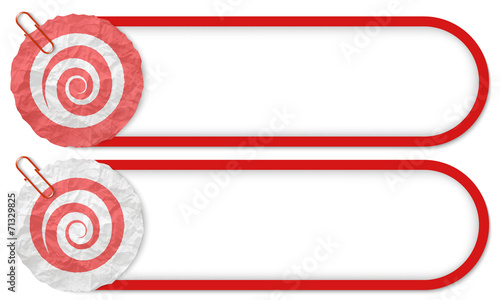 two buttons with texture crumpled paper and spiral