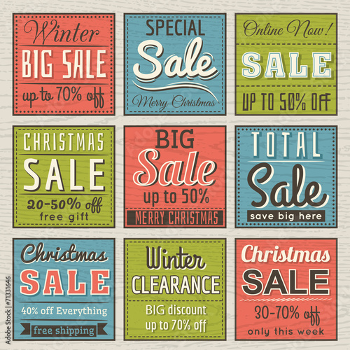 christmas  banners with sale offer, vector