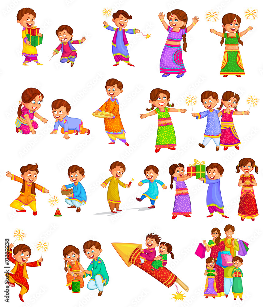Family celebrating Diwali Family celebrating Diwali