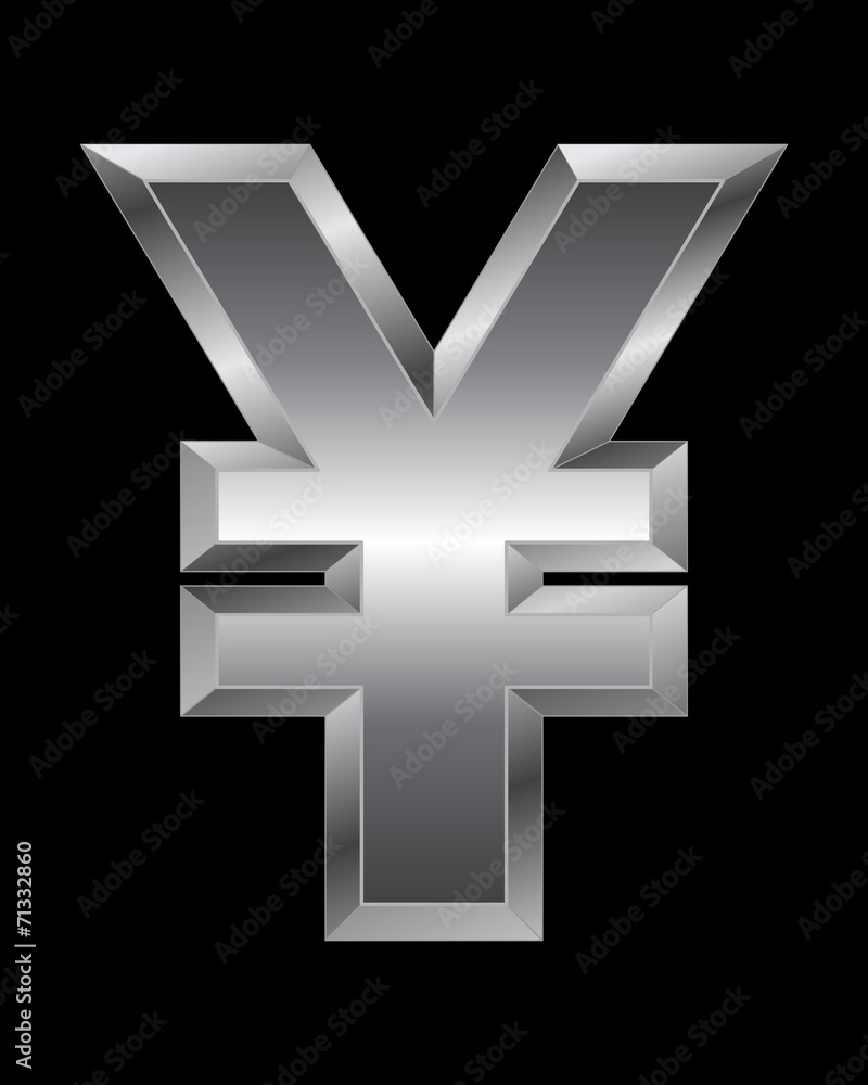 Obraz premium rectangular beveled metal font - yen and yuan currency symbol