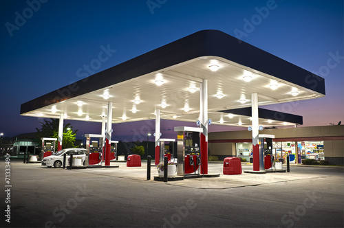 Canvas Print Attractive Gas Station Convenience Store