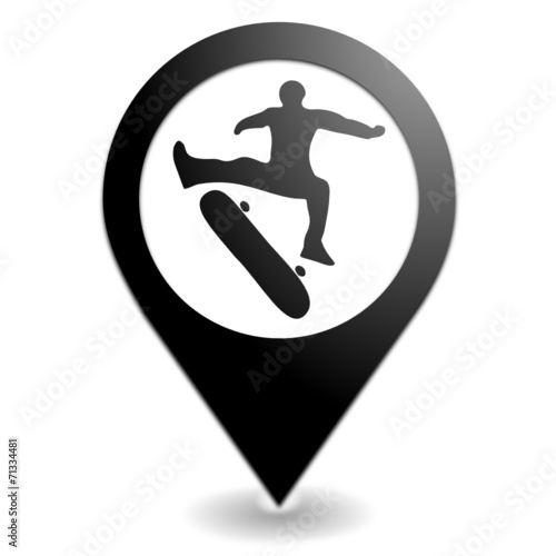 skate board sur symbole localisation noir