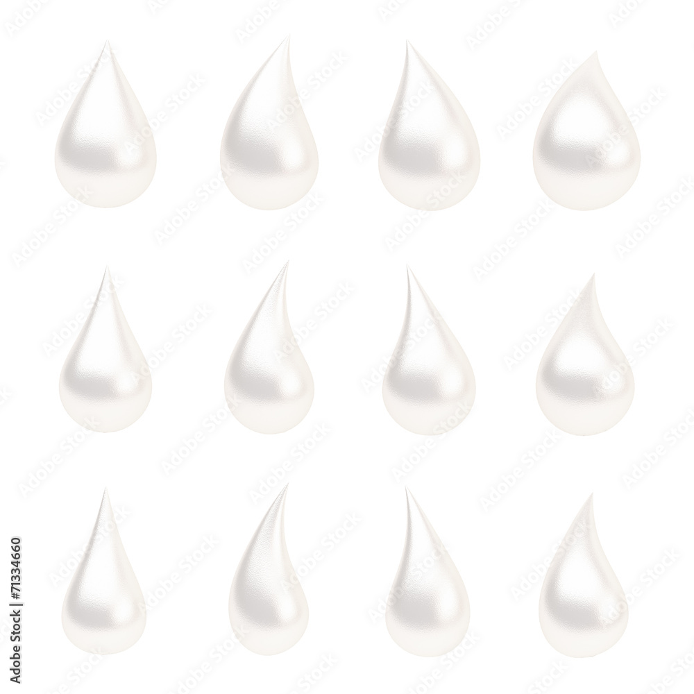 Set of twelve liquid drops isolated Set of twelve liquid drops isolated