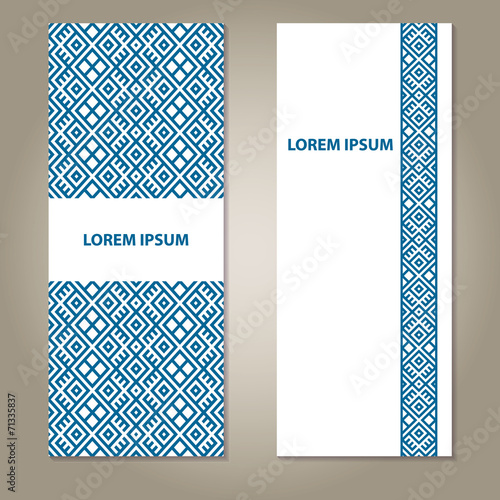 Set of ethnic banners with pattern and border