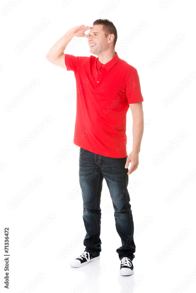Handsome man looking away on copy space Handsome man looking away on copy space
