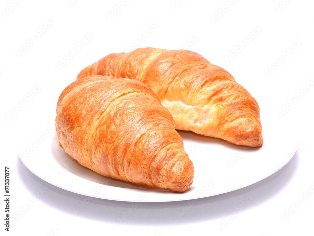 Chocolate croissants isolated on white background