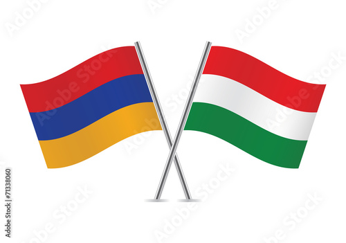 Hungarian and Armenian flags. Vector illustration.