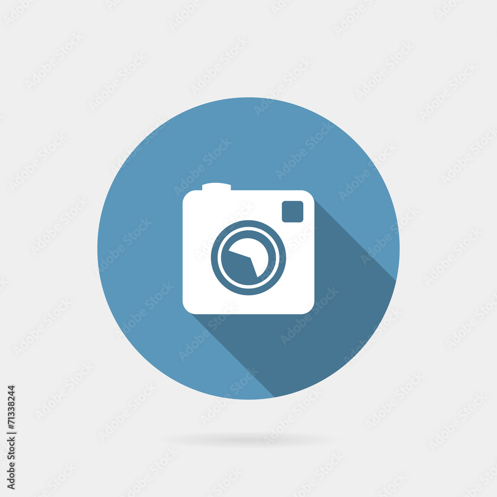 Flat icon photo or camera icon with long shadow Flat icon photo or camera icon with long shadow