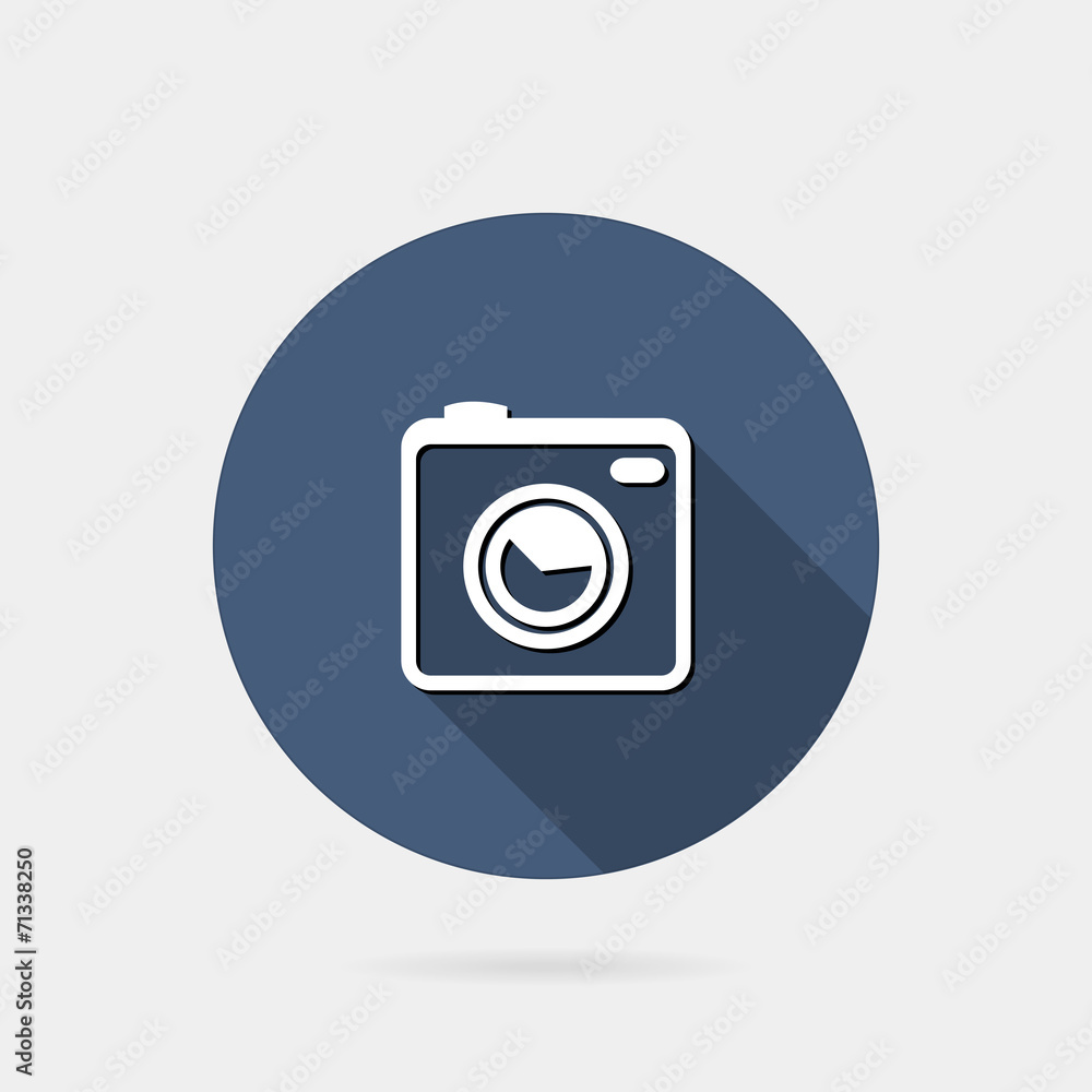 Flat icon photo or camera icon with long shadow Flat icon photo or camera icon with long shadow