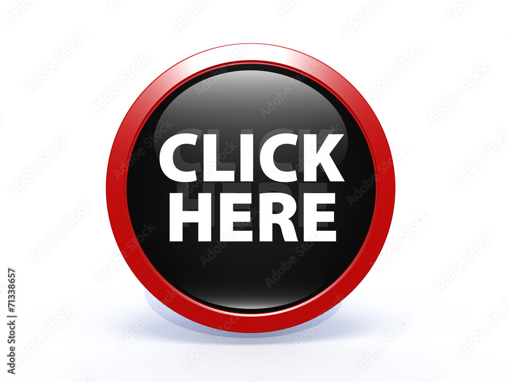Click here circular icon on white background Click here circular icon on white background