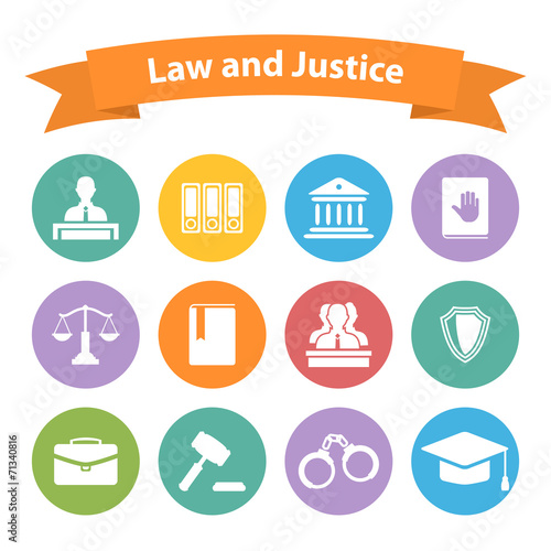Set of flat law and justice icons