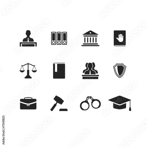 Set of black law and justice icons