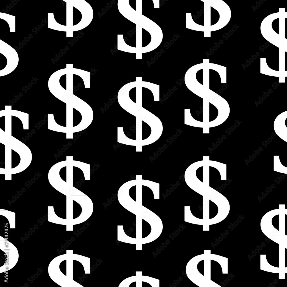 Dollar symbol seamless pattern on black Dollar symbol seamless pattern on black