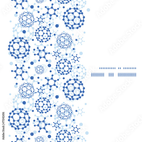 Vector blue molecules texture vertical frame seamless pattern
