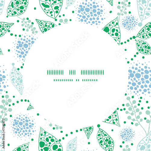 Vector abstract blue and green leaves circle frame seamless