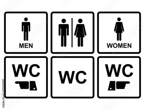 Male and female WC icon denoting toilet and restroom facilities