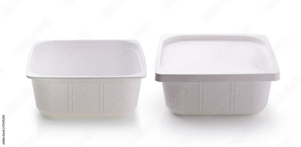 Plastic food box isolated on white background
