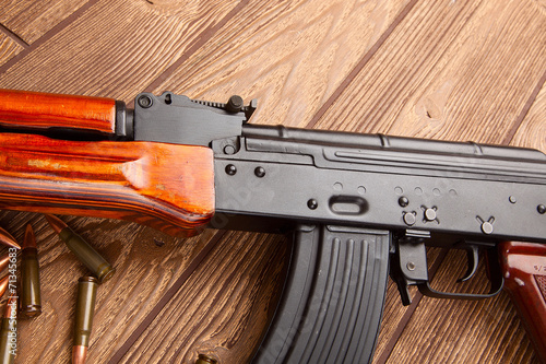 Kalashnikov assault rifles with ammunition