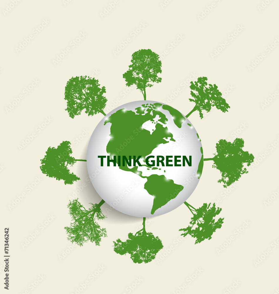 Green Eco Earth, Green earth with trees. Vector Illustration Green Eco Earth, Green earth with trees. Vector Illustration