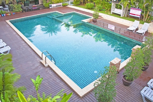 Swimming pool and garden at resort