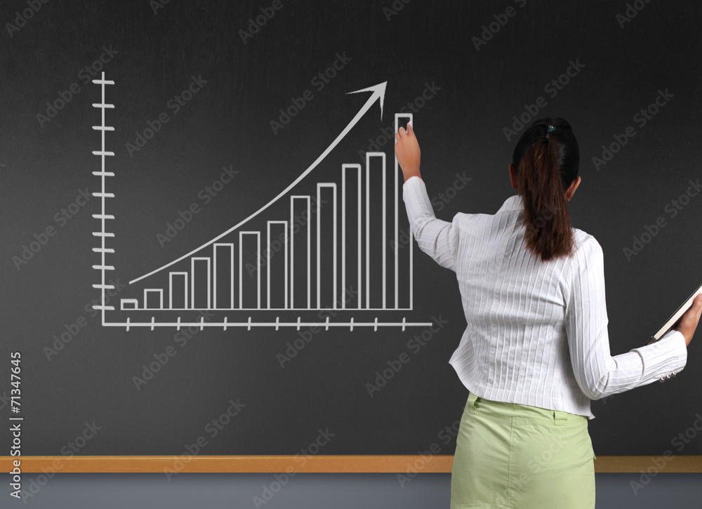 Woman showing  charts