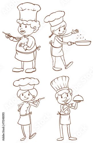 Simple plain sketches of the chefs