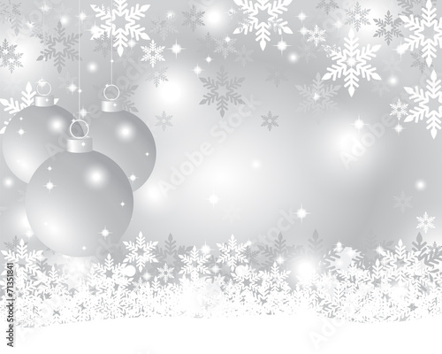 Silver Christmas background with Christmas balls