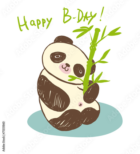 Fototapeta Naklejka Na Ścianę i Meble -  cute animal panda with bamboo