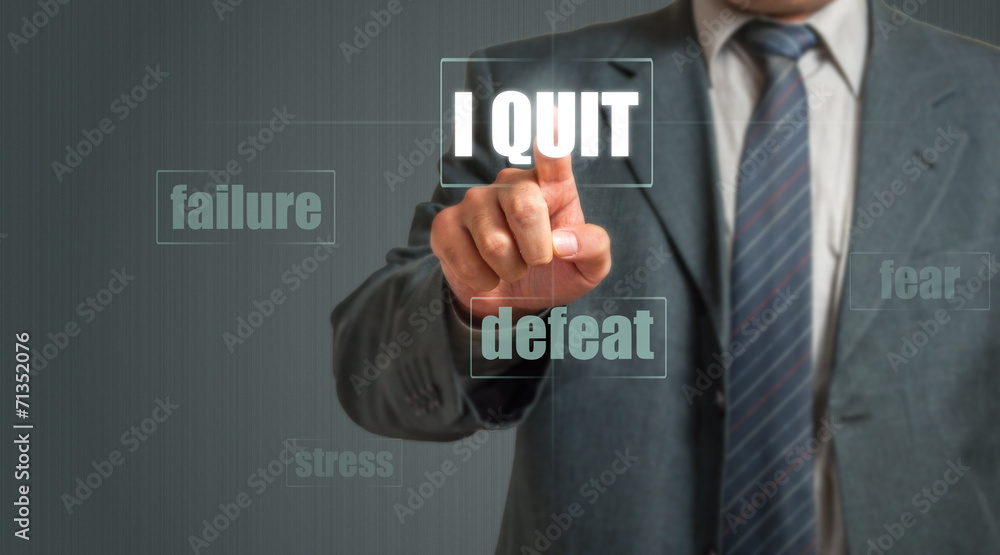 Business man in suit show card with text - I quit Business man in suit show card with text - I quit