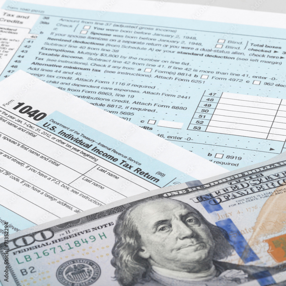 USA Tax Form 1040 with calculator and dollars - 1 to 1 ratio USA Tax Form 1040 with calculator and dollars - 1 to 1 ratio
