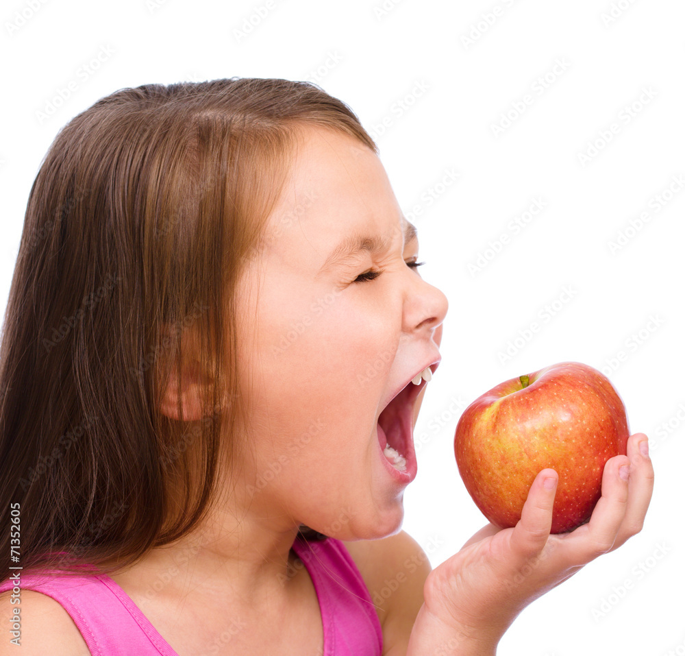 Little girl with red apple Little girl with red apple