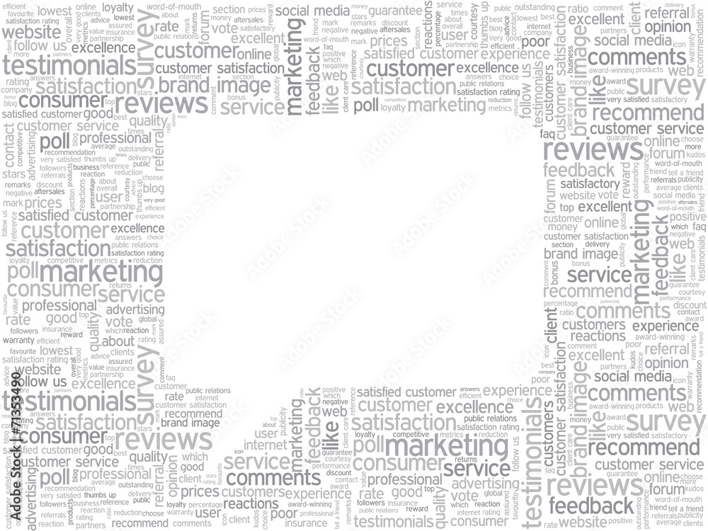 Obraz premium TESTIMONIALS Tag Cloud (satisfaction survey comments callout)