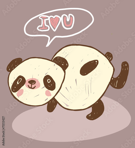 Fototapeta Naklejka Na Ścianę i Meble -  cute animal panda with love