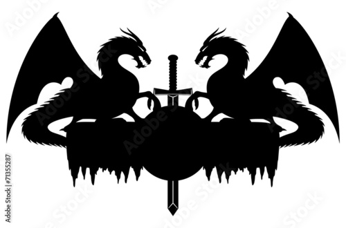 Dragons and sword.
