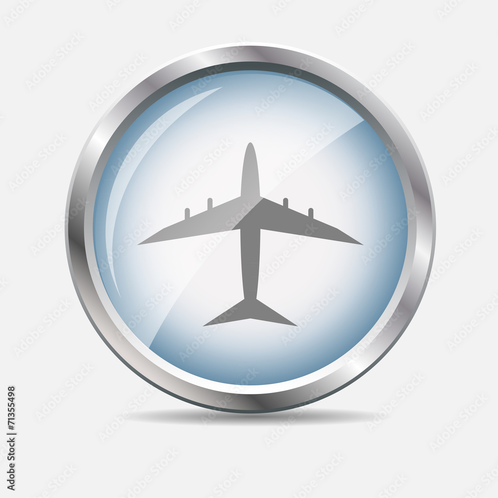 Airplane Glossy Icon Vector Illustration